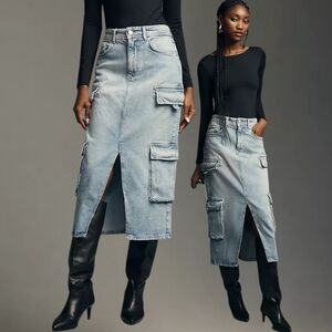 Anthropologie Pilcro Cargo Denim Midi Skirt |